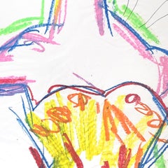 Vestido de margaritas - Colorida obra de arte abstracta figurativa de moda de Gary John