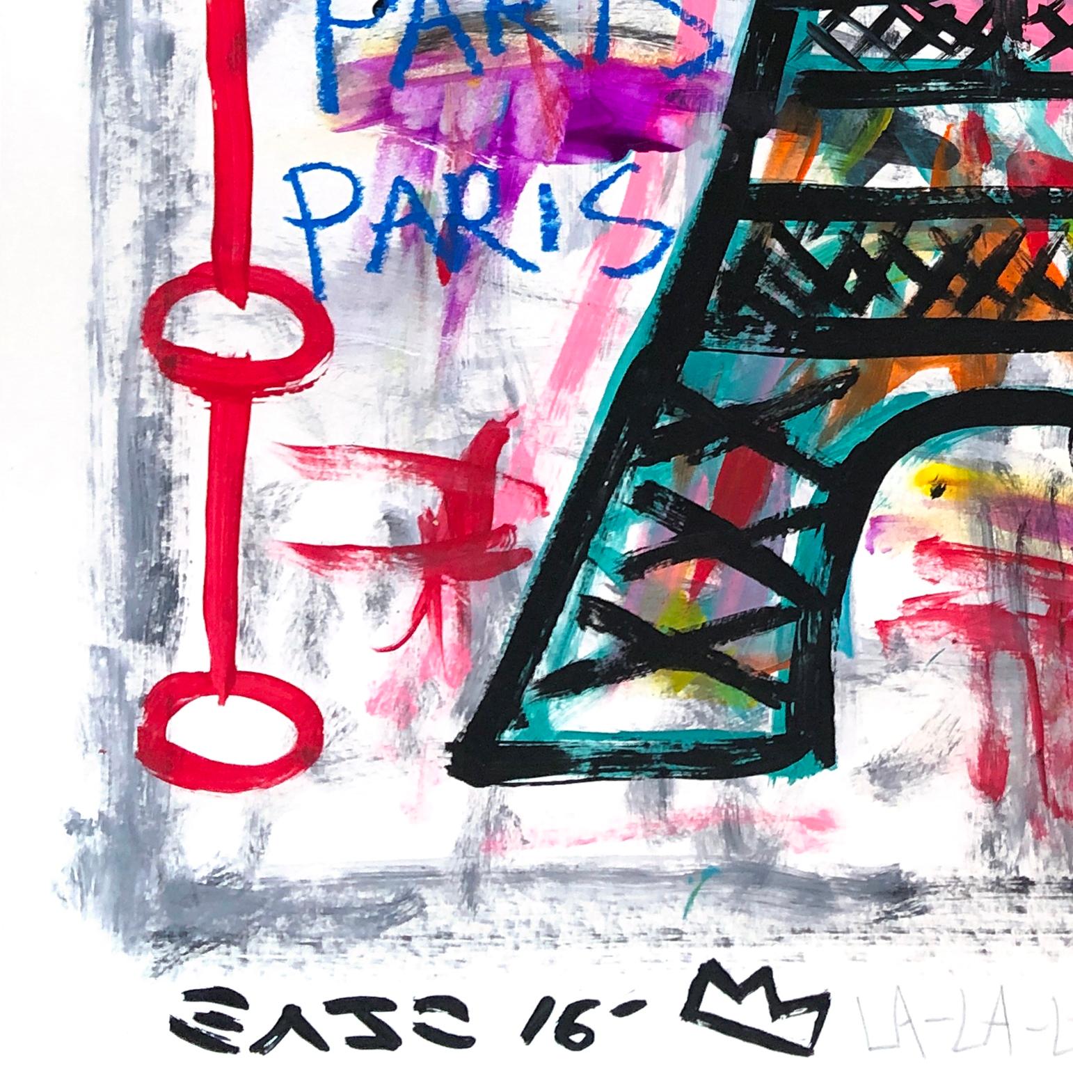 eiffel tower drawing with oil pastels