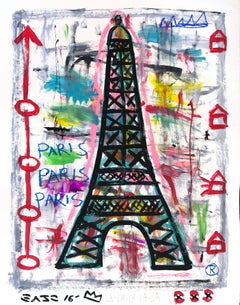 "Eiffel Party in Paris" Pop Art contemporain original inspiré de la Tour Eiffel