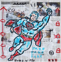 "Fake Flying" Original Contemporary Batman Pop Art Serie von Gary John