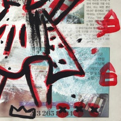 Fashionista - Original Black and Red Street Art on Newsprint
