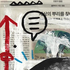 "Testa di pesce 99" - Pittura originale a tecnica mista su carta da giornale