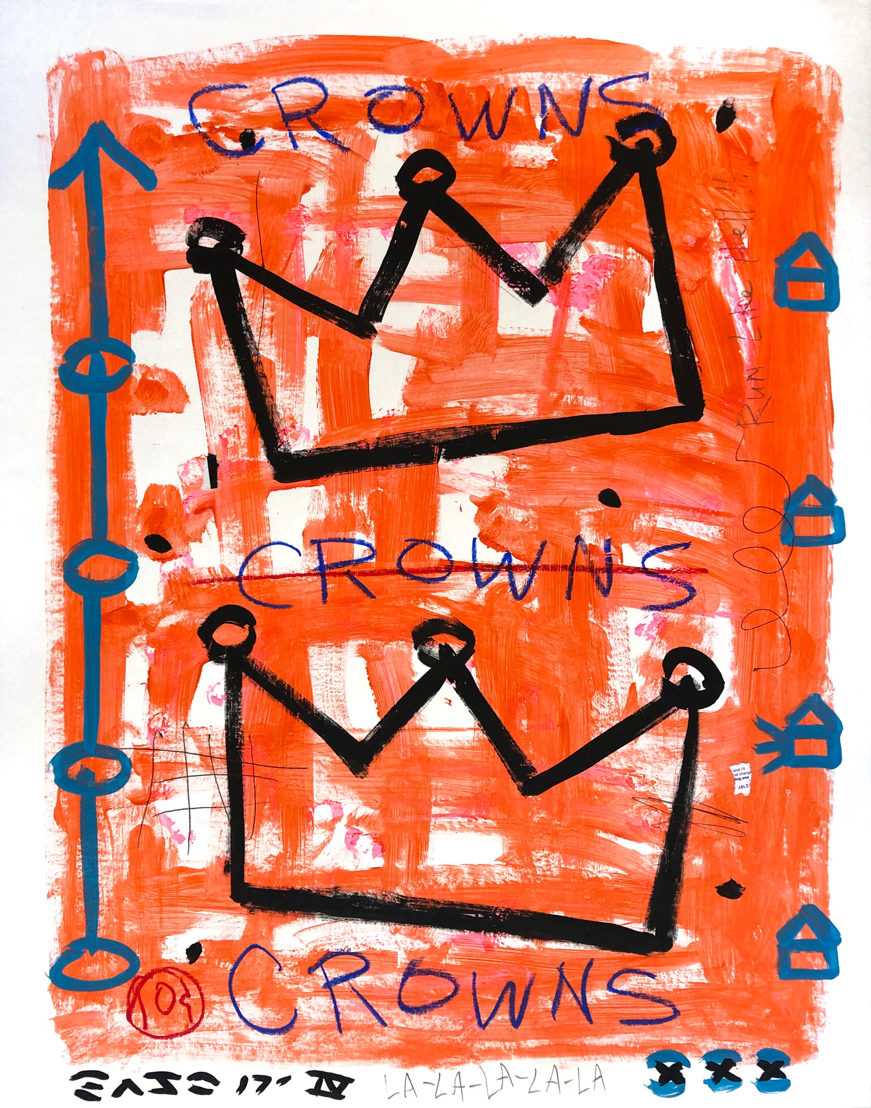 Flaming Hot Crowns – Original Gary John Orange Schwarzes Street Artwork