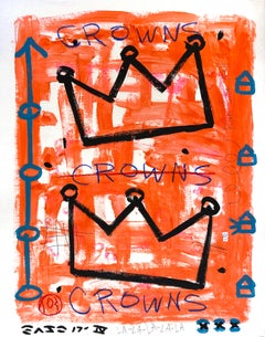 Flaming Hot Crowns - Obra de arte original de la calle Gary John Orange Black