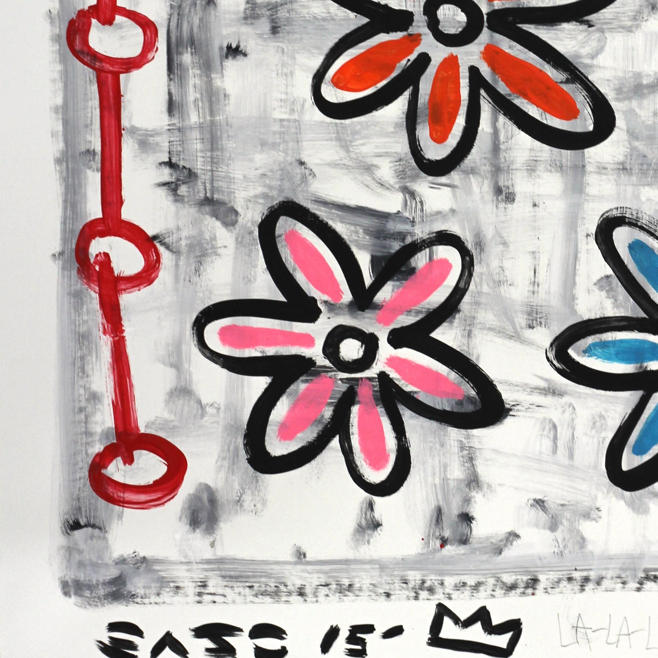 Flower Power - Originales farbenfrohes zeitgenössisches Pop-Art-Gemälde von Gary John im Angebot 3