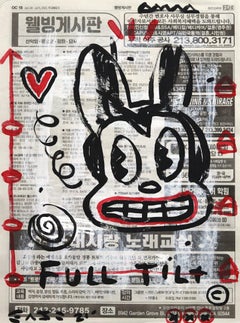 "Full Tilt" Original Gary John Mouse Contemporary Pop Painting on Newspaper