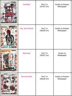 Gary John Set of 8 Original Pop Art Street Art Paintings on Newspaper