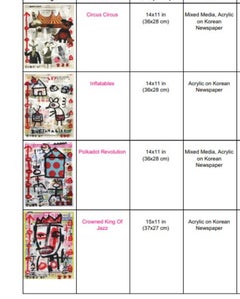 Gary John Set of 8 Original Pop Art Street Art Paintings on Newspaper