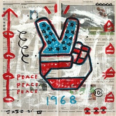 Used "Give Me Some Peace" Original Street Art American Flag inspired by Gary John