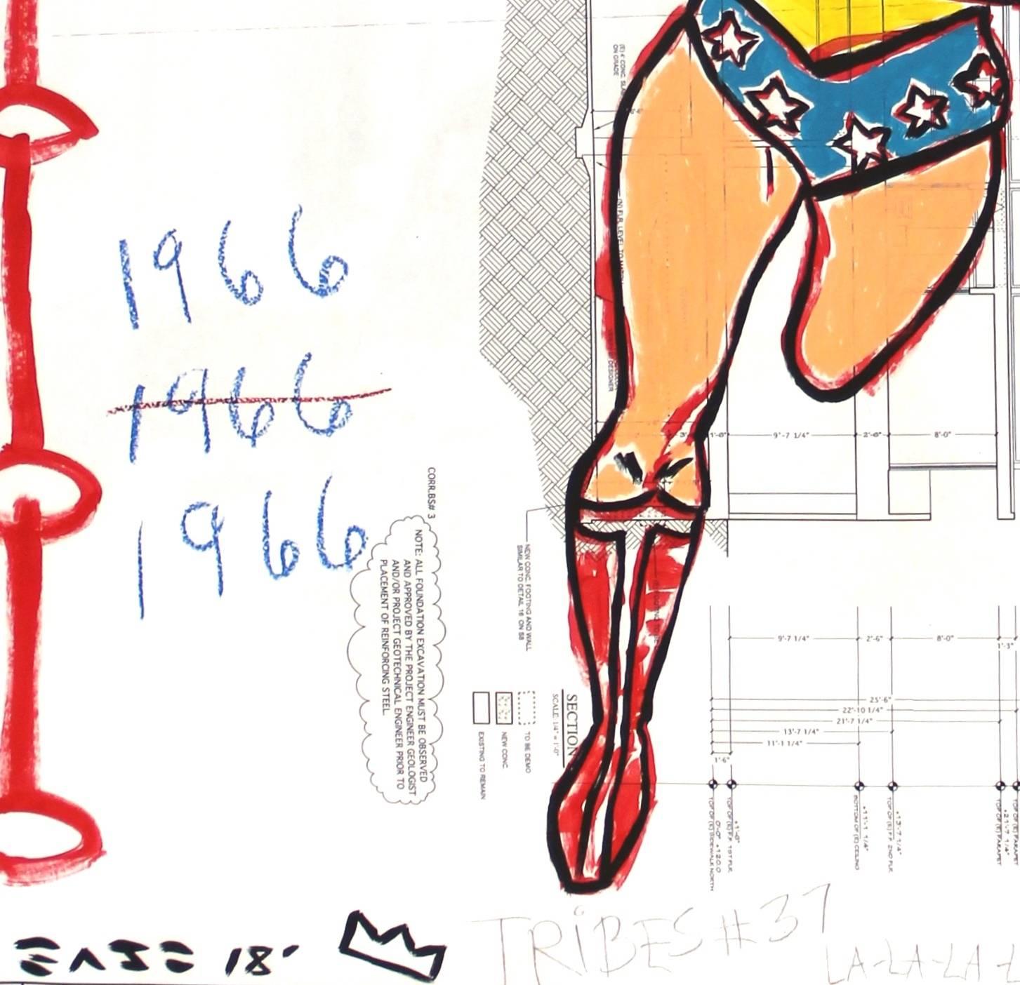 Go Wonder Woman! - Large Mixed Media Artwork on Architectural Paper 2