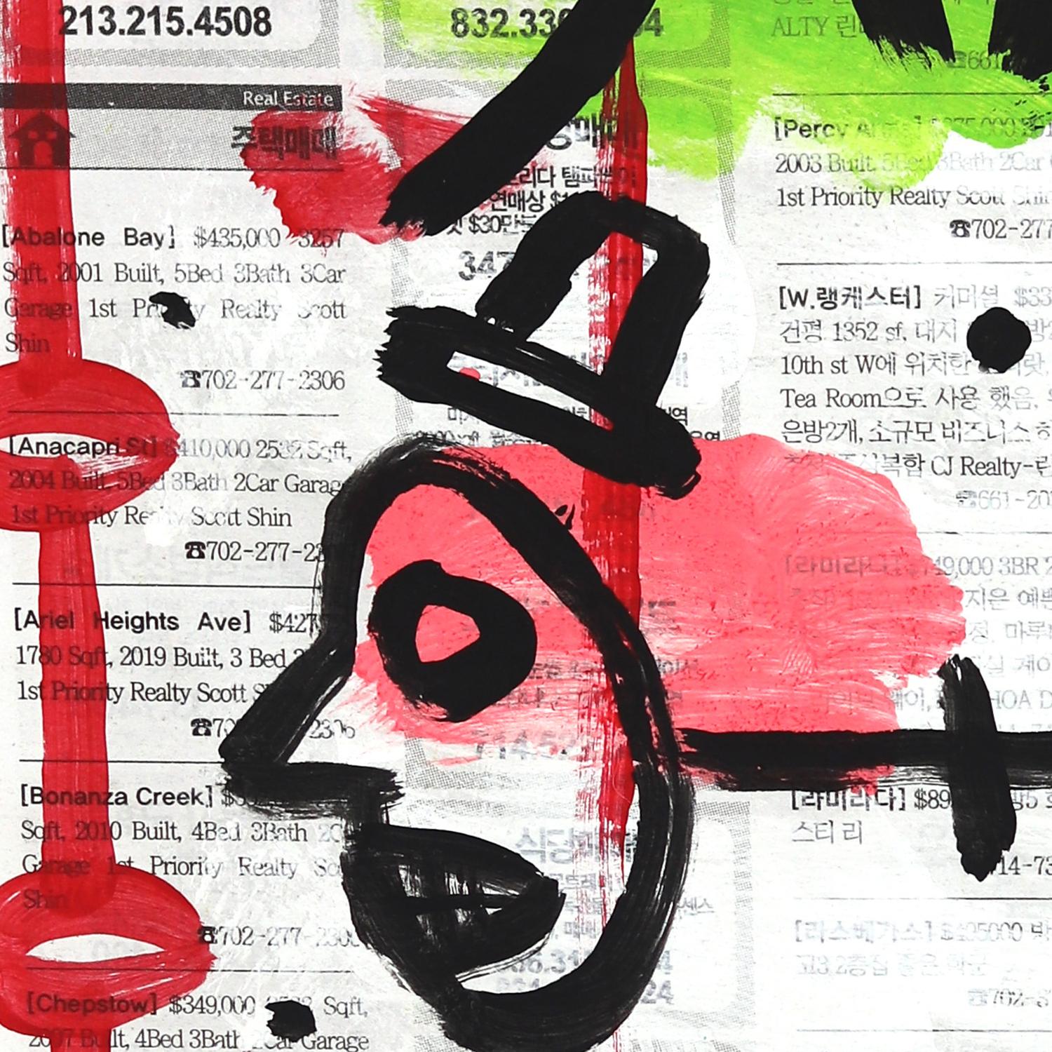 Gone Fishing Today - Pintura callejera original de Gary John sobre periódico en venta 2