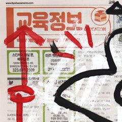 Gossip Girls - Black and Red Street Art on Newspaper by Gary John