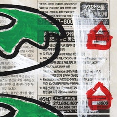 Grüner Traum – Original Gary John Street Art Lebensmittelgemälde auf Zeitung, Original