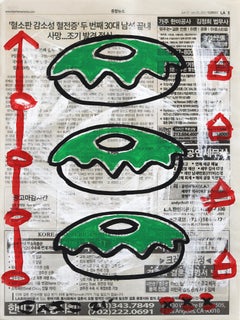Green Dream - Pittura alimentare originale di Gary John Street Art su carta da giornale