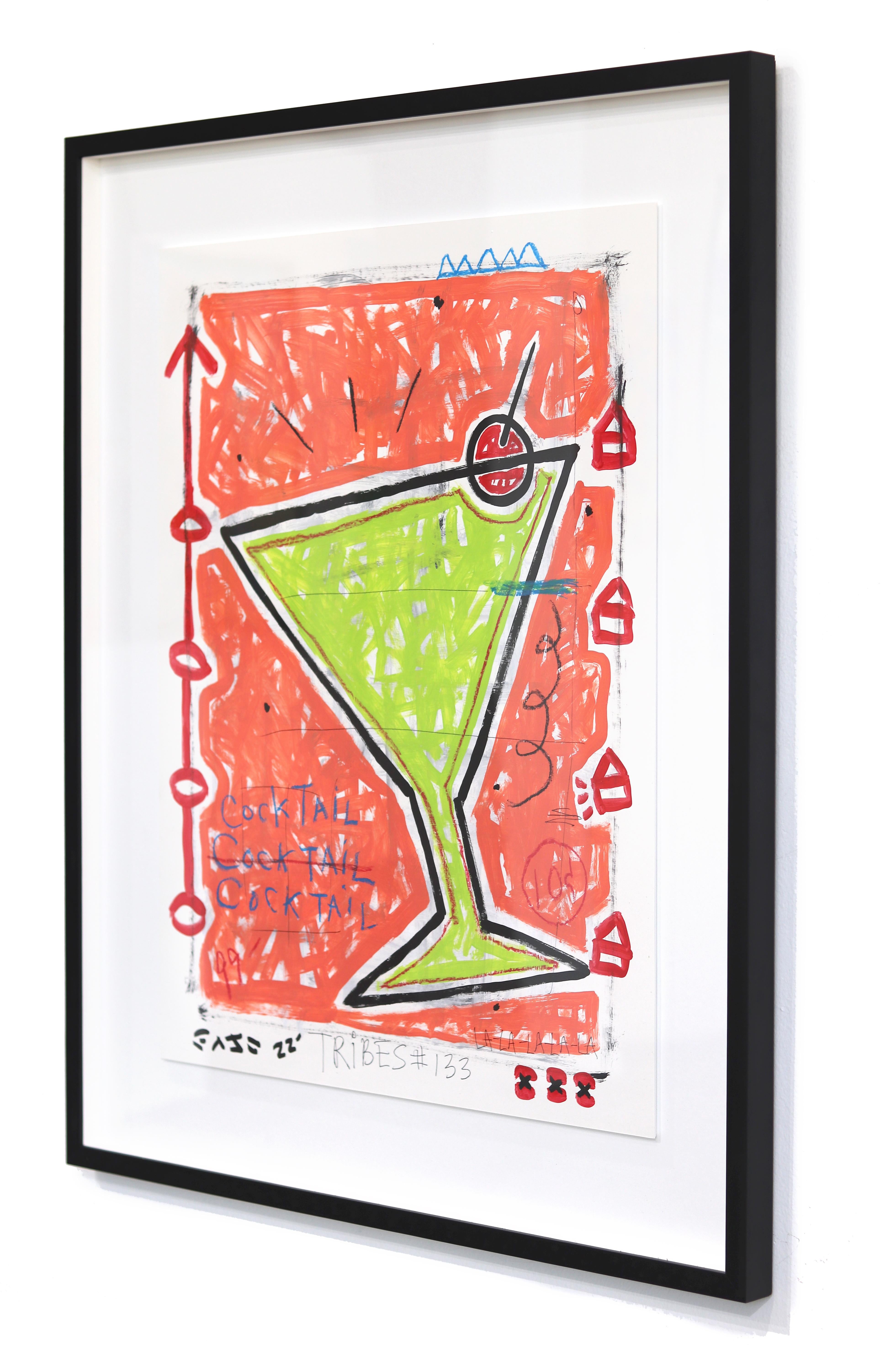 Martini verde - Pintura original Pop Art sobre cócteles de Gary John 3
