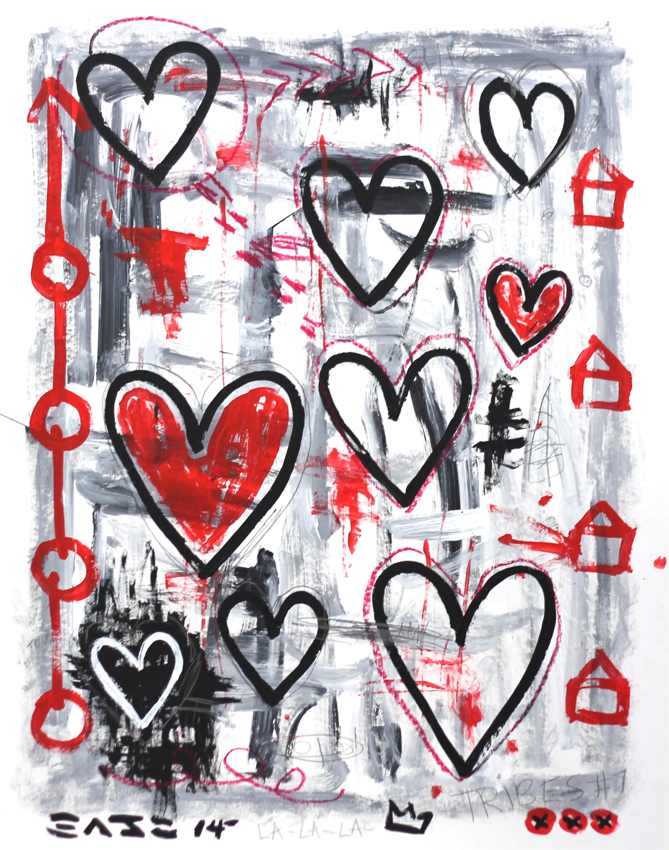 « Grey Hearts », pop art original d'amour de Gary John