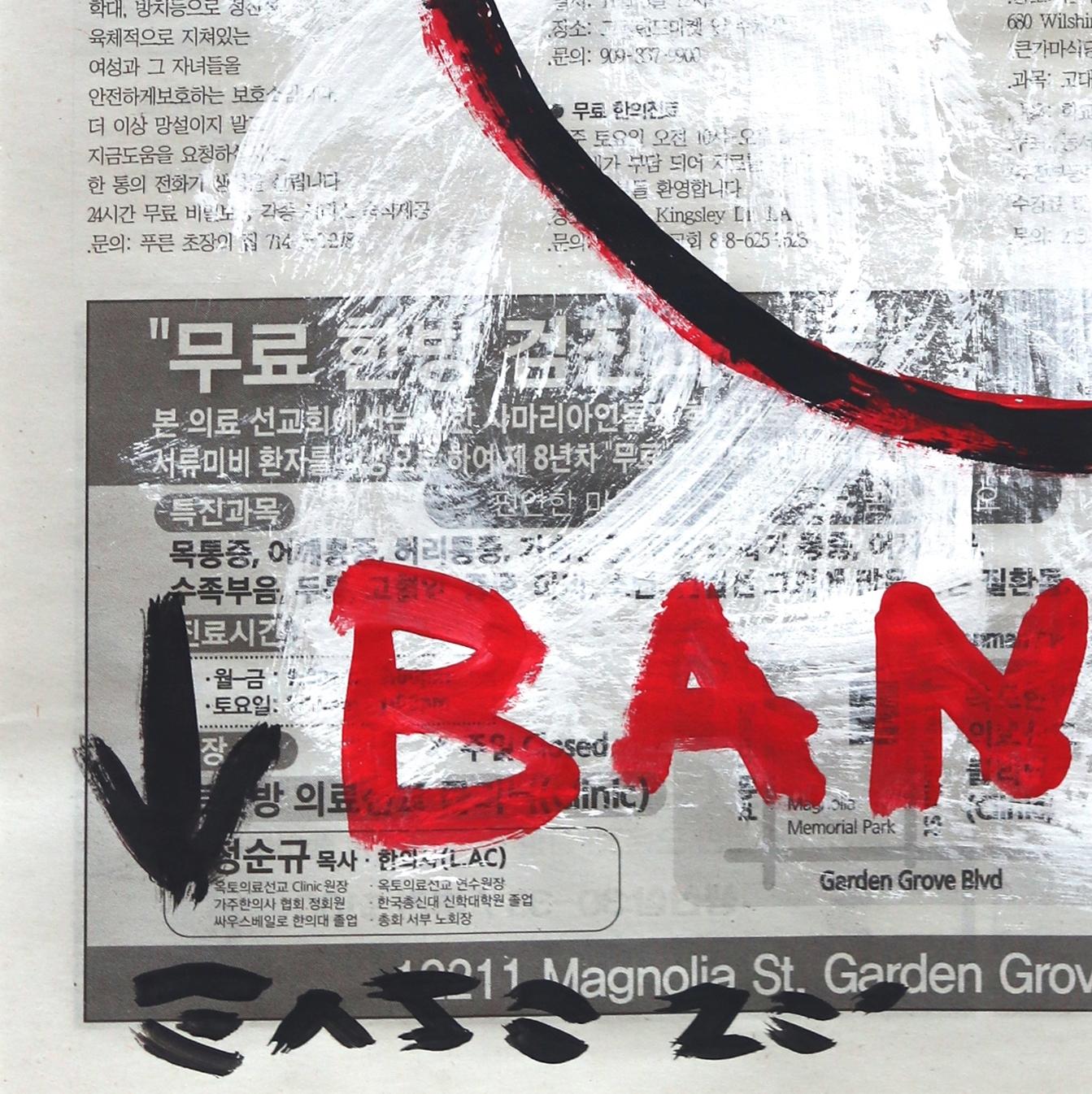 Han Bang Bango - Arte callejero original Pintura abstracta Ratón - Figurative Painting Gris de Gary John