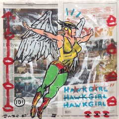 "Hawk Girl In The Movies" Zeitgenössische Original-Straßenkunst von Gary John