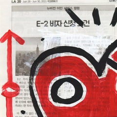 "Heart-shaped Hunk" - Original Gary John Pop Painting on Newspaper