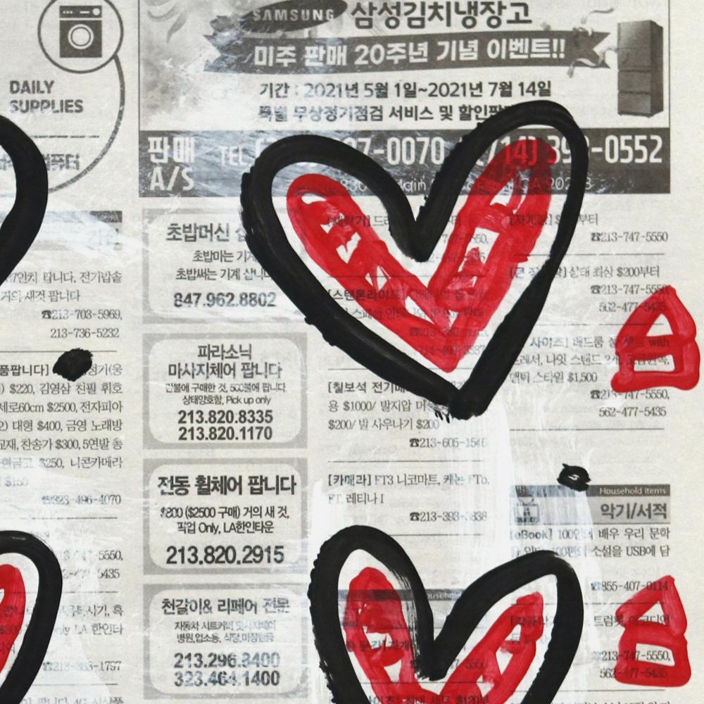 Hearts Love Hearts - Peinture Pop Art originale de Gary John sur journal 2