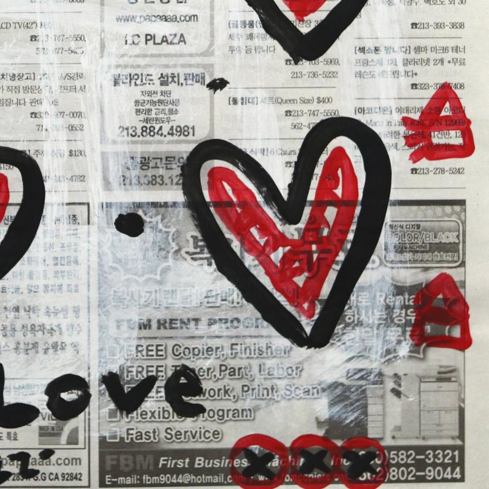 Hearts Love Hearts - Peinture Pop Art originale de Gary John sur journal 3