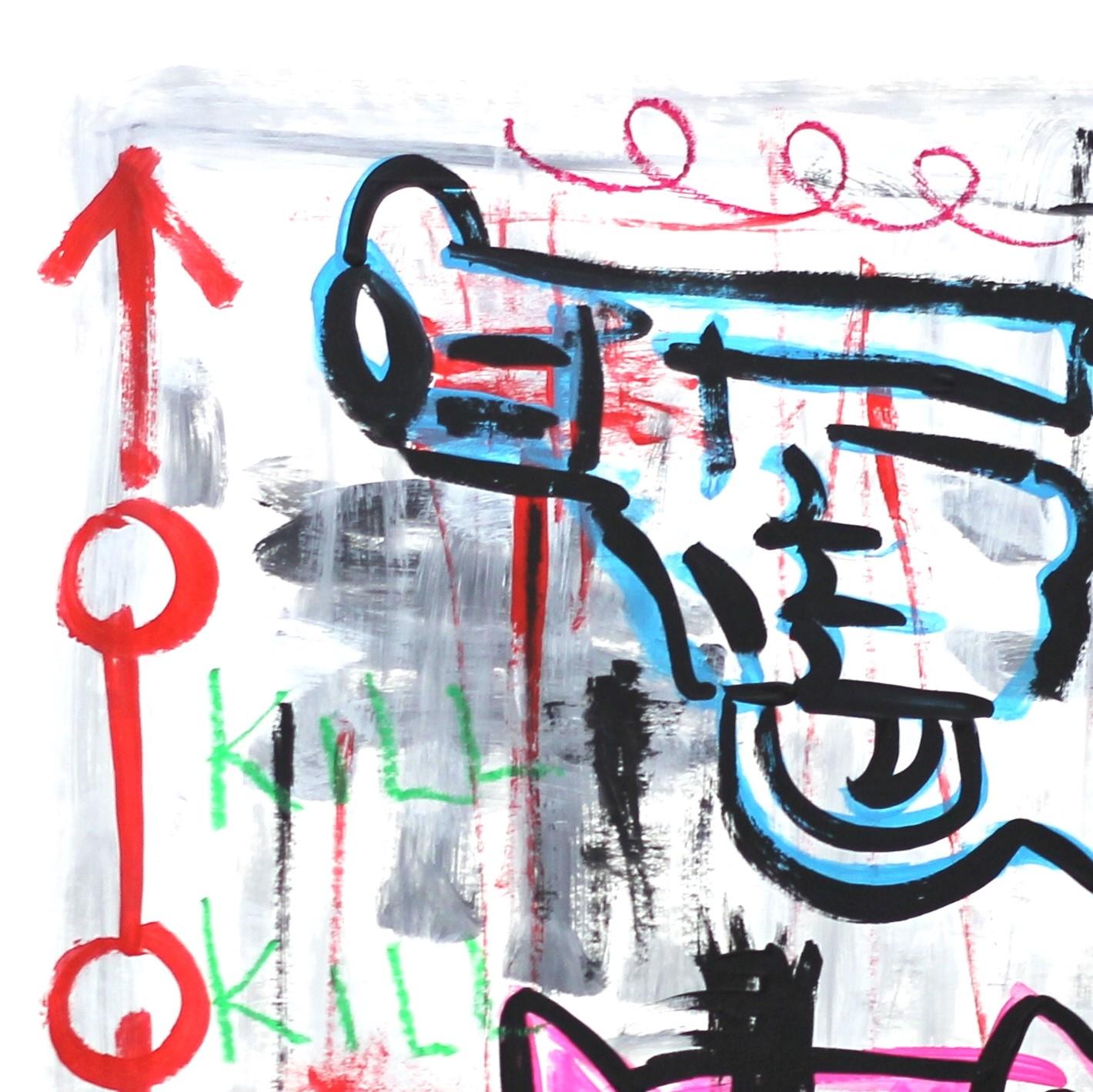 « Hell Kitty », street art rose vif et coloré de Gary John en vente 1