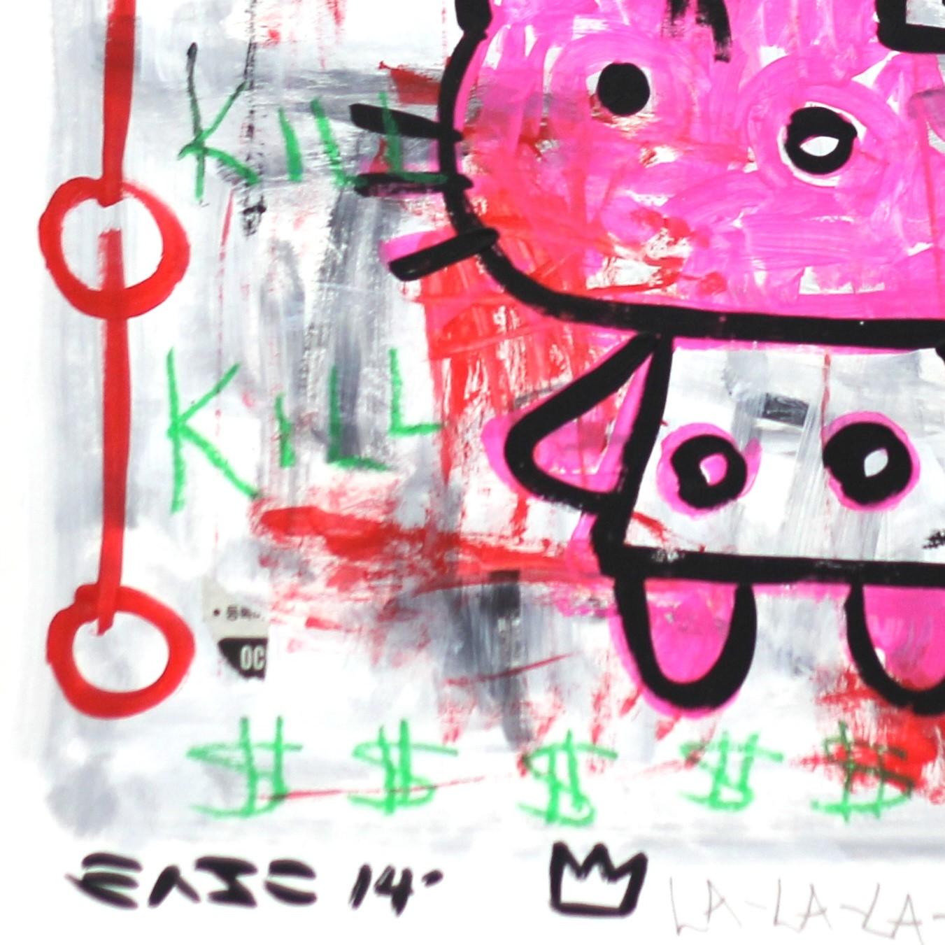 « Hell Kitty », street art rose vif et coloré de Gary John en vente 2