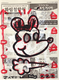 Hmm Yeah Alright - Mickey Inspired Street Art Rouge et Noir Original 