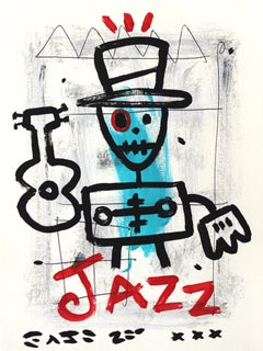 Jazz on Tape - Original Gary John Figurative Pop Art Street Musician Painting