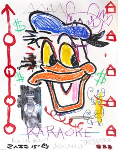 "Karaoke Duck" Original Pop Art inspired by Donald Duck and Queen Elizabeth