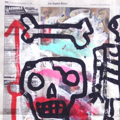 "Krik" Original Spooky Skeleton Colorful Street Art by Gary John