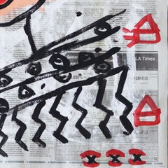 "Lady in LA Times" Original Monochrome Mysteriöse Figurative Street Art Malerei