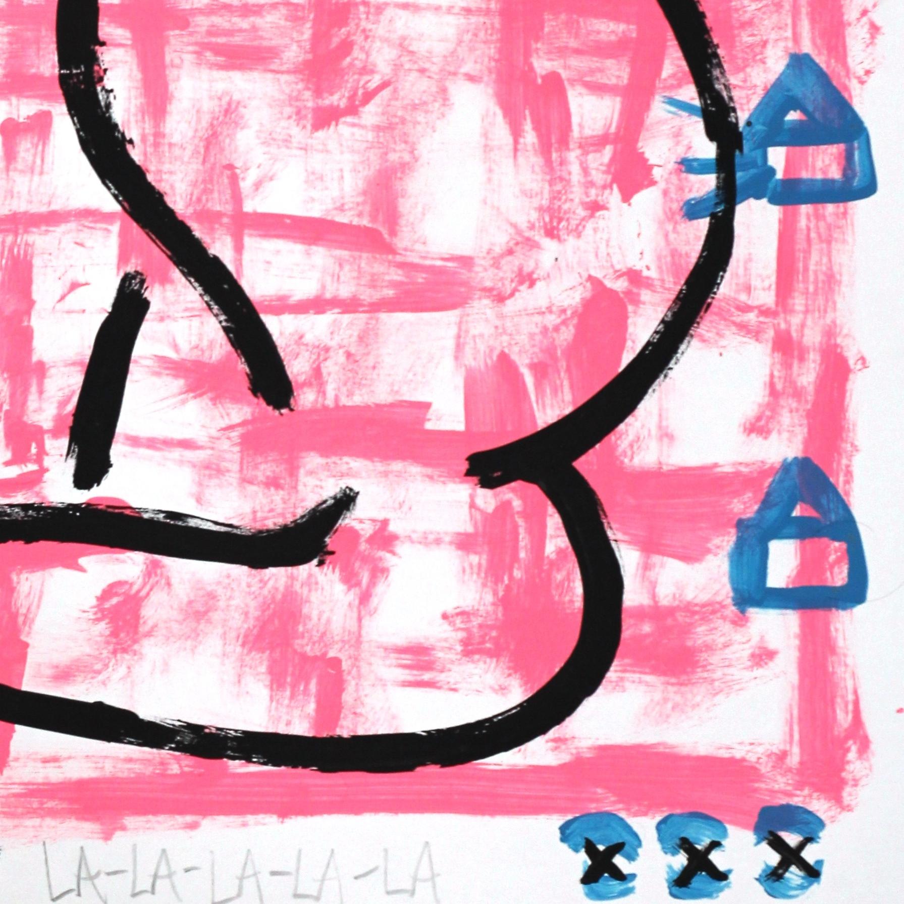 Latte - Pintura Pop Art Animal Gato Rosa Original de Gary John en venta 4