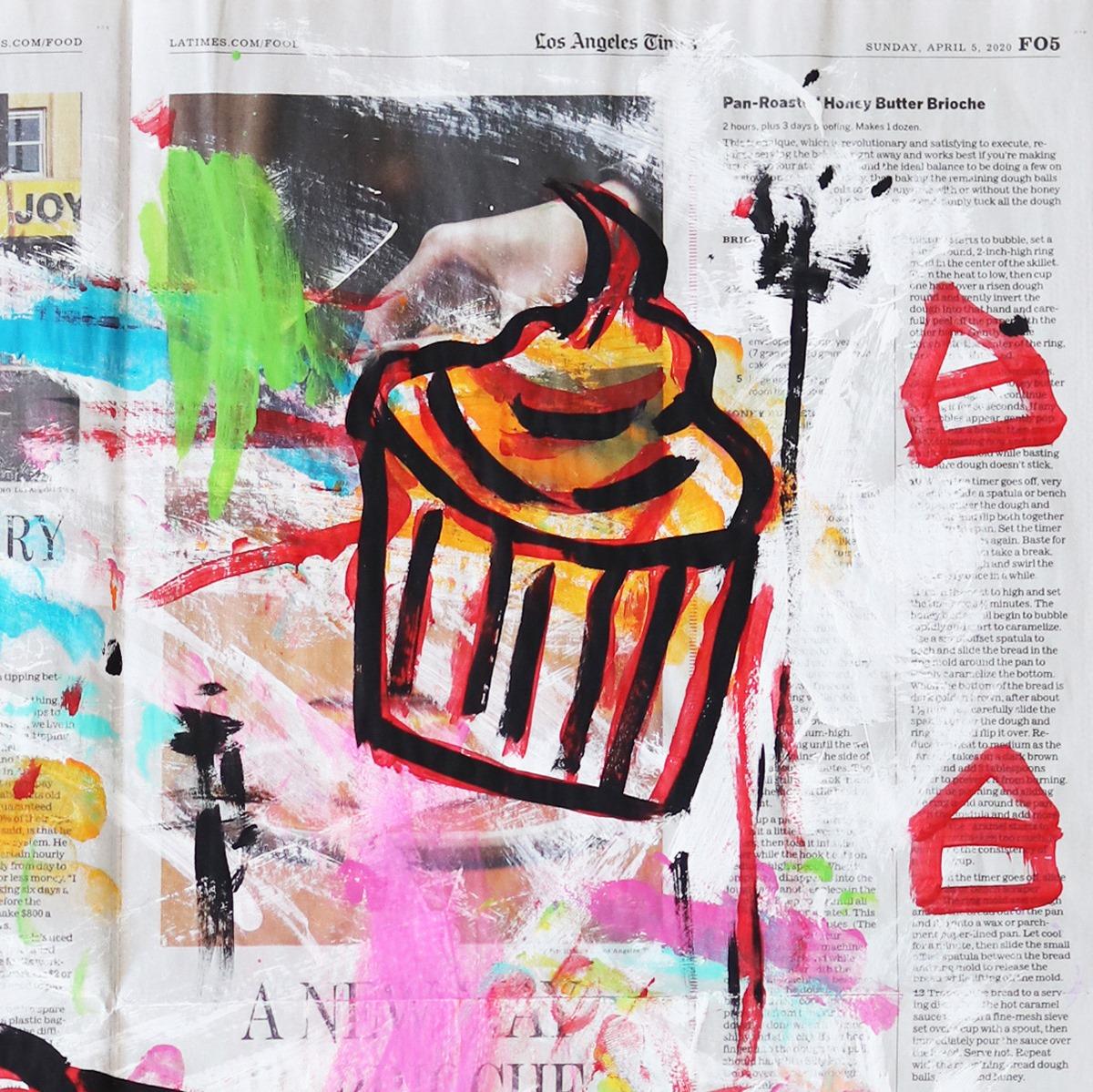 « Let Them Eat Cupcakes » inspiré du Pop Art Contemporary Original - Art urbain Painting par Gary John