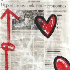 "Love for the Record" - Pop original Corazones rojos en el periódico de Gary John