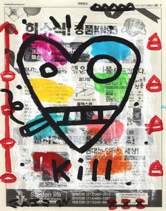 Love Sick - Original Gary John Street Art Painting on Newspaper