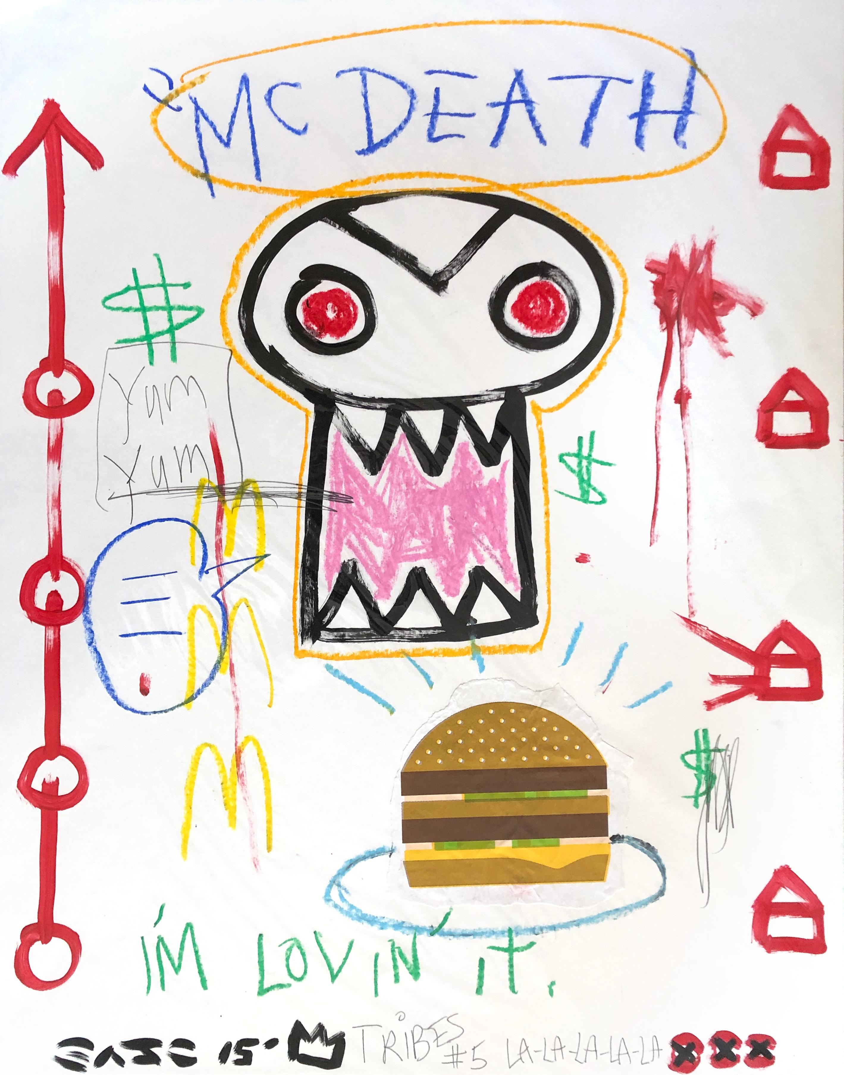 "Amar es peligroso" Arte pop hamburguesa contemporáneo original Me encanta - Mixed Media Art de Gary John