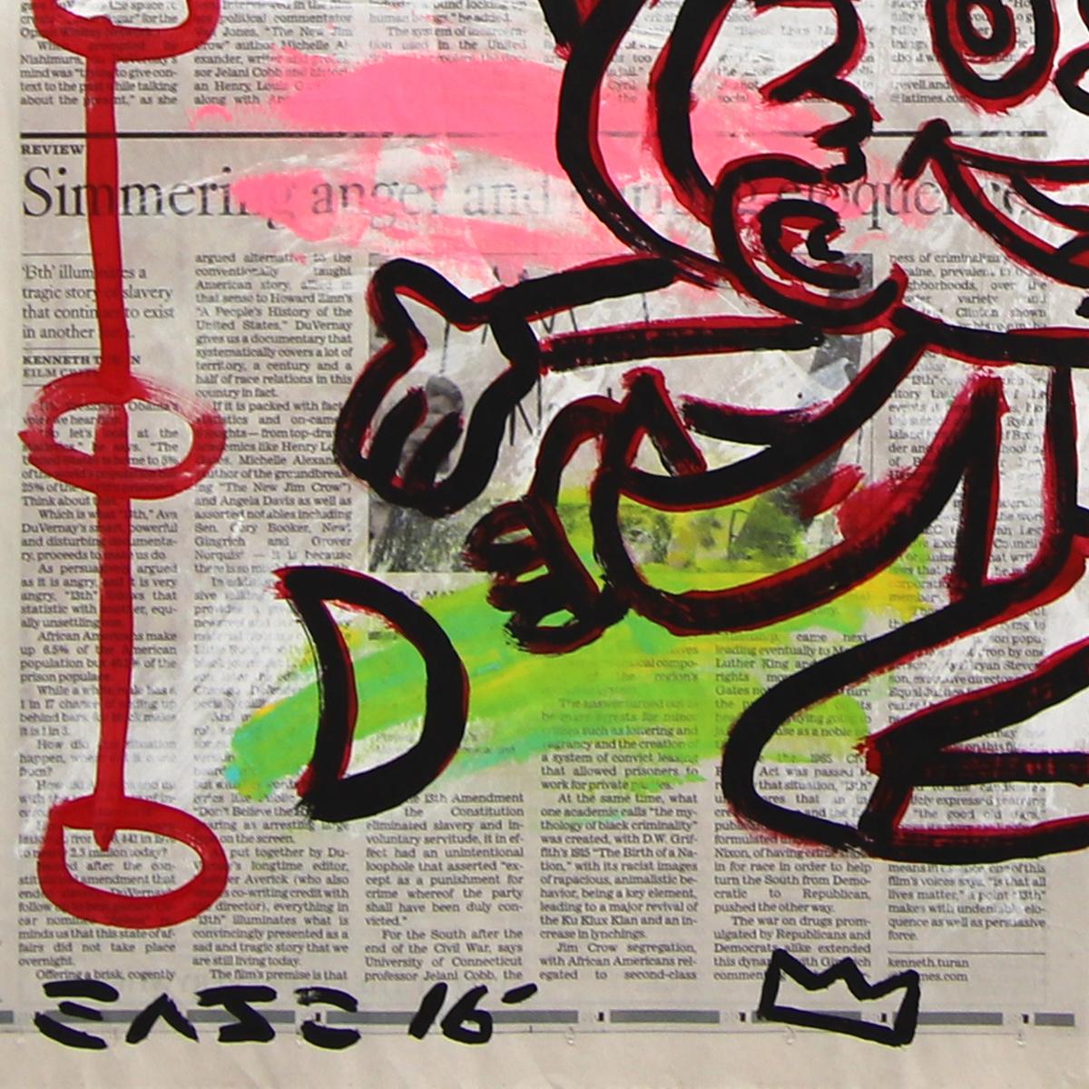 Lucky Charms - Obra de arte original retro pop sobre papel de periódico por Gary John en venta 3