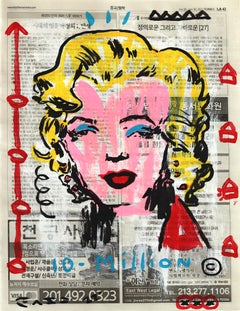 Marilyn Times Zehn Million - Original Street Art Pop-Art-Gemälde auf Zeitung