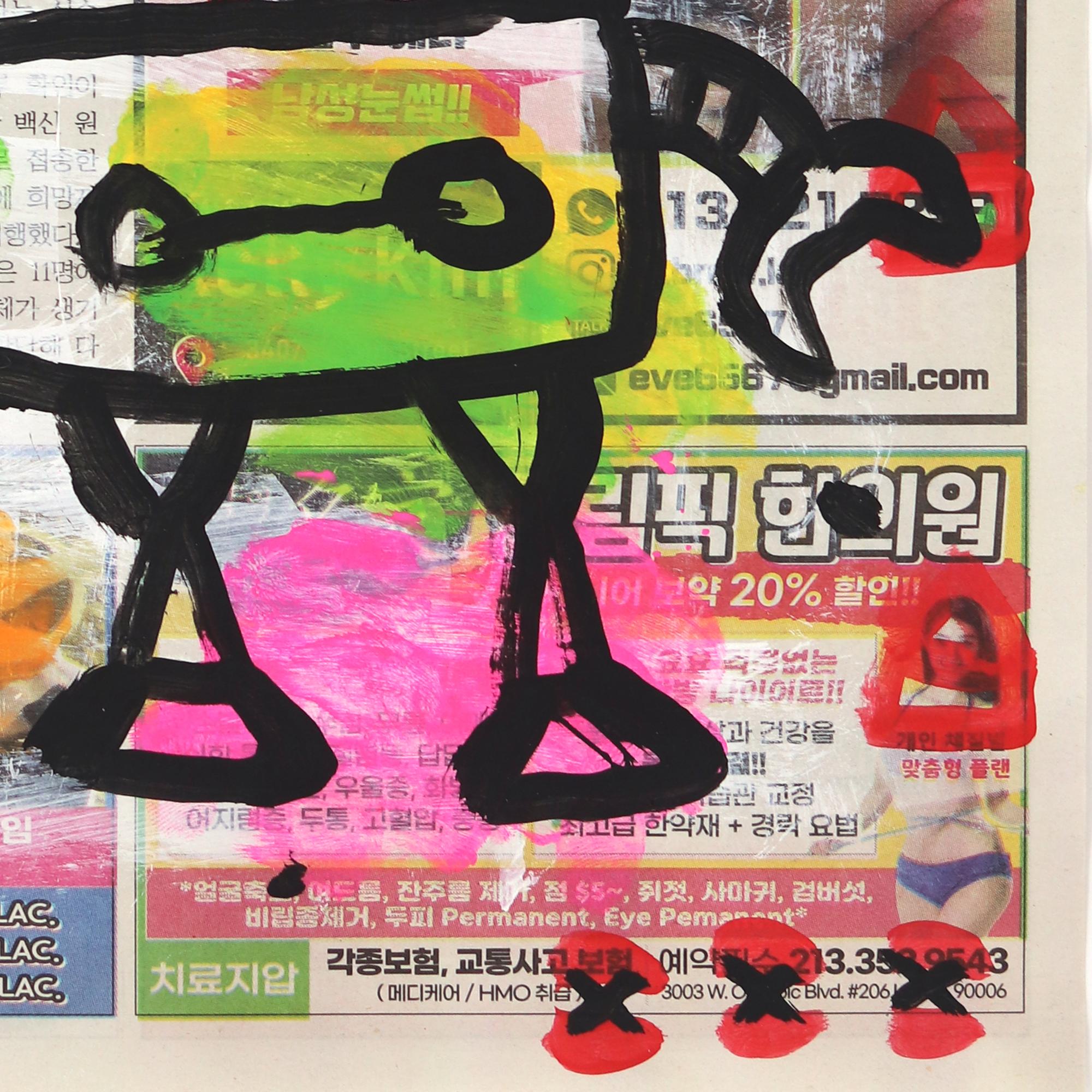 Marte - Pintura original Gary John Street Art Space sobre periódico en venta 4