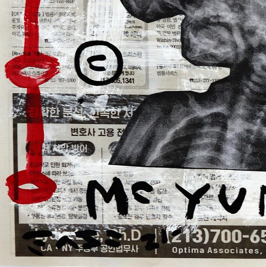 McYummy - Peinture squelette d'art urbain originale - Gris Figurative Painting par Gary John