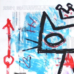 "Meow Cat" -  Original Colorful Pop Crown Street Art by Gary John