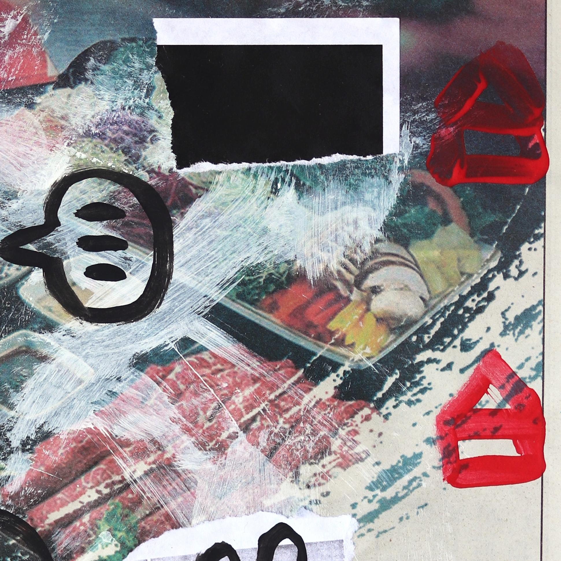 Los ratones dicen muchas cosas - Arte callejero en blanco y negro sobre papel de periódico por Gary John en venta 3