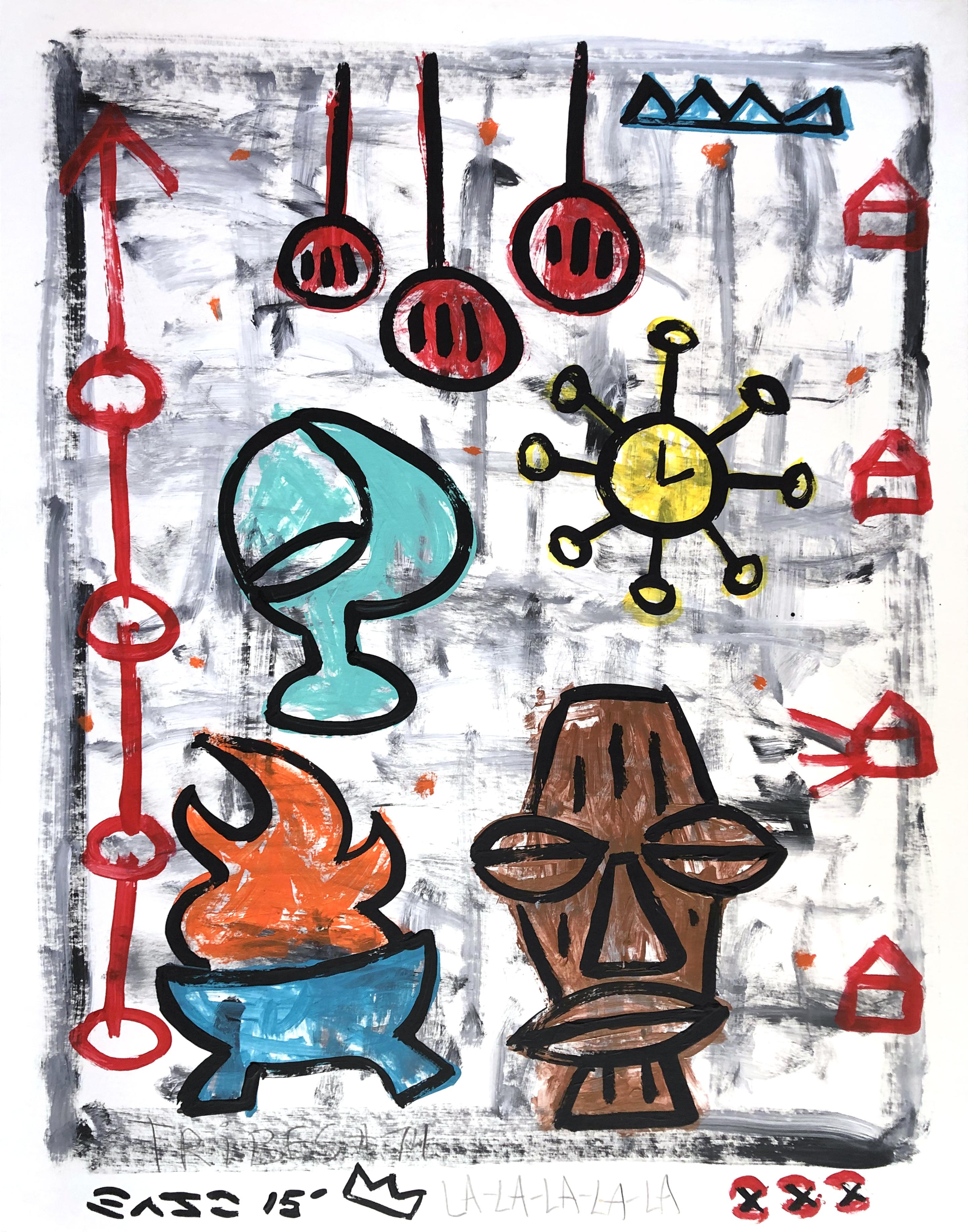 Original farbenfrohe Pop-Art im Tiki-Stil des mittleren Jahrhunderts von Gary John
