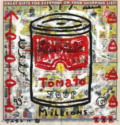 "Millions Of Tomato Soups" Original Street Art on Newspaper by Gary John