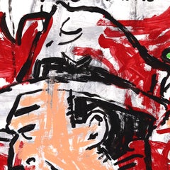 Mob Talk - Obra de arte original figurativa abstracta en pintura acrílica pop de Gary John