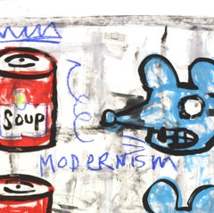 "Modernism"  Original Soup Can Mouse Warhol Pop Street Art Painting by Gary John