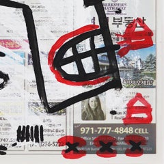 Money On The Mind – Original Schwarz-Weiß-Street-Kunst auf Zeitungspapier