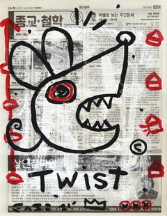 "Mousy Twist" Original Gary John Contemporary Pop Painting on Newspaper