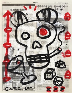 "Mousy Vices" Original Dice Gary John Contemporary Pop Painting on Newspaper